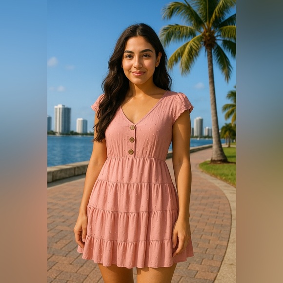 Pink Button-Front Dress xl preloved sweet wanderer FINAL PRICE $8 - Picture 12 of 12